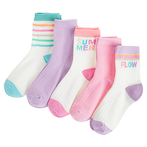 Pastel color socks with summer print- 5 pack