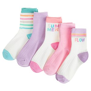Pastel color socks with summer print- 5 pack