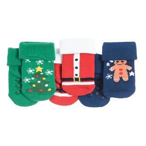 Κάλτσες 3 ζεύγη χριστουγεννιάτικες με αντιολισθητικές σόλες