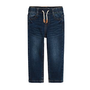 Dark blue denim trousers with cord