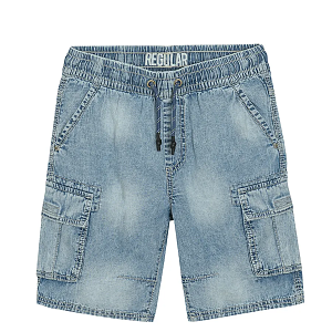 Denim shorts with adjustable waist and side pockets