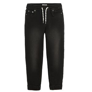 Black trousers with adjustable waist