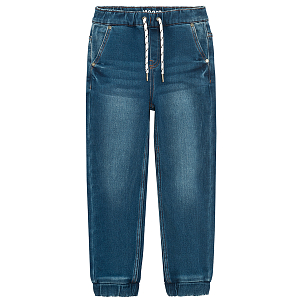 Blue denim pants with cord