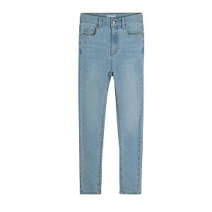 Denim trousers with button