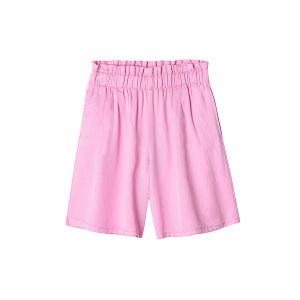 Wide pink shorts with elastic waist
