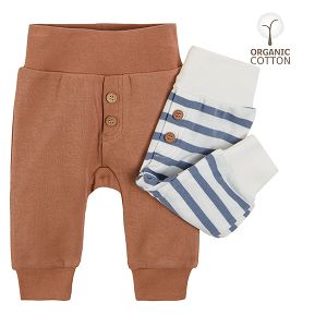 Brown and white with blue stripes joggers 2-pack