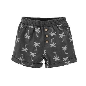 Dark grey shorts with palm trees print