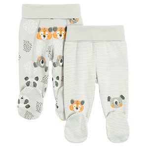 Footed leggings with wild animals print- 2 pack