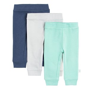 Blue mint and white footed leggings- 3 pack