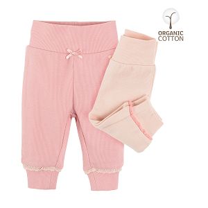 Pink joggers with elastic waist and bow 2-pack