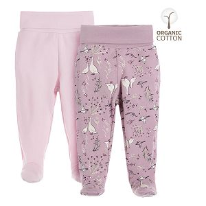 Pink and purple with geese print footed leggings 2 pack