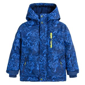 Blue hooded ski Jacket