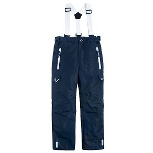 Παντελόνι για σκι μπλε, αδιάβροχο με ρυθμιζόμενες τιράντες και τσέπες
