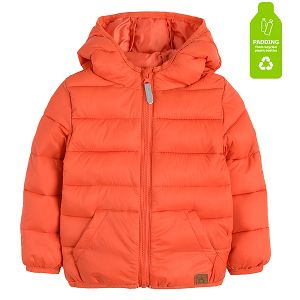 Orange hooded zip through jacket
