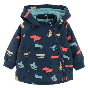 Blue jacket with dogs print