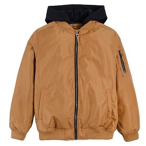 Brown hooded zip through jacket