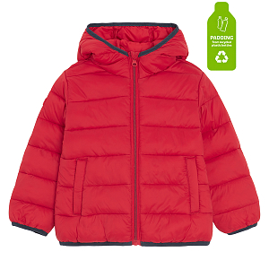 Red zip through hooded jacket