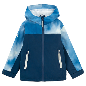Blue hooded zip through jacket