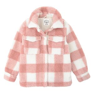 Μπουφάν jacket ροζ λευκό με κουμπιά