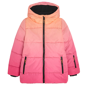 Shades of pink zip through hooded jacket