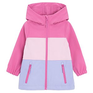 Pink and light blue zip through hooded light jacket