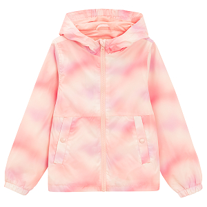 Pink tie dye zip through hooded jacket