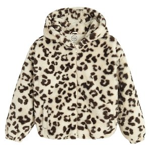 Μπουφάν λευκό με animal print και φερμουάρ