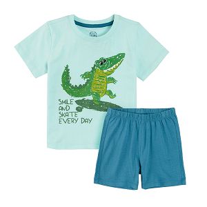 Short sleeve blouse and shorts with crocodile pints pyjamas