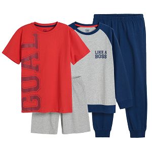 Long sleeve and pants and short sleeve and shorts pyjamas- 2 pack