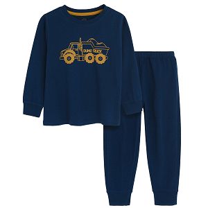 Blue pyjamas with truck print