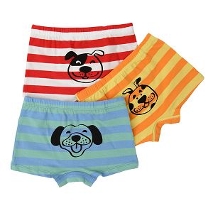 Striped bosxershorts with dog print- 3 pack