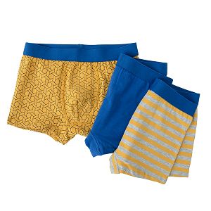 Blue and yellow boxer shorts- 3 pack