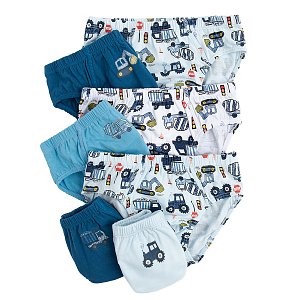 White, blue slips with trucks print- 5 pack