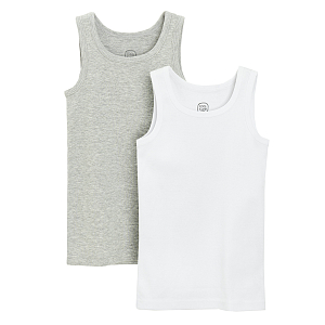 White and grey underwear vests with straps- 2 pack