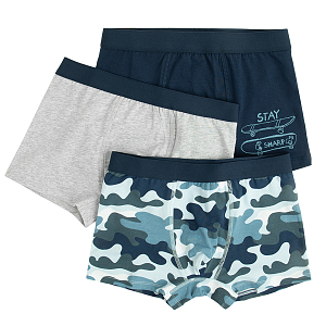 Blue and grey boxer shorts- 3 pack
