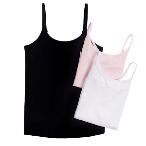 White black pink underwear vest with thin straps 3-pack