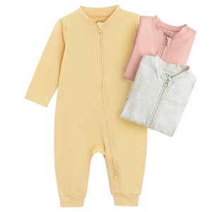 Mix color long sleeve sleepsuit 3-pack