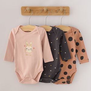 Mix color Long sleeve bodysuits 3-pack