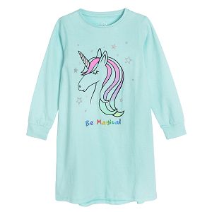 Turquoise unicorn nightgown
