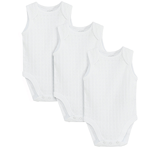 White sleeveless underwear bodysuits- 3 pack