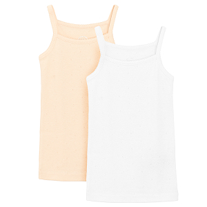 White and pink underwear vest with thin straps- 2 pack