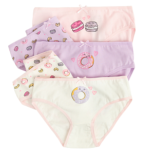 Pink pastel briefs with donoughts print- 5 pack