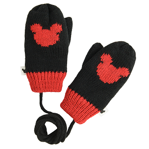 Γάντια μαύρα και κόκκινα με στάμπα MICKEY MOUSE DISNEY