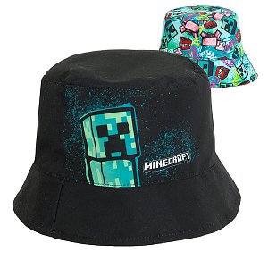 Καπέλο διπλής όψης μαύρο με στάμπα MINECRAFT