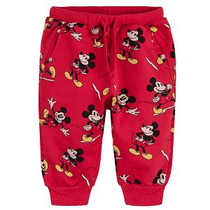 Φόρμα κόκκινη με λάστιχο και στάμπα Mickey Mouse