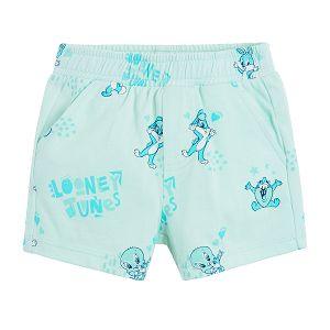 Looney Tunes turquoise shorts with elastic waist