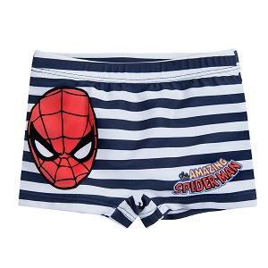 Spiderman navy blue striped swimming trunks
