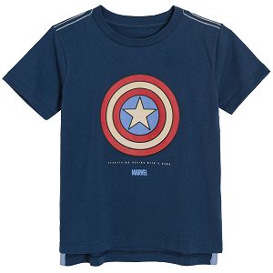 Μπλούζα μπλε κοντομάνικη με στάμπα Captain America