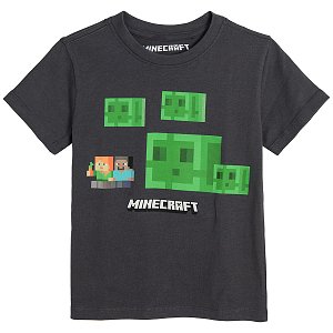 Μπλούζα κοντομάνικη σκούρο γκρι με στάμπα Minecraft