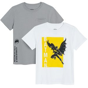 White and grey Batman short sleeve T-shirts- 2 pack